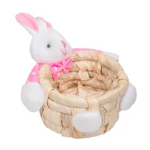 Cesta de Páscoa com Coelhinho 10X9X6CM - Rosa