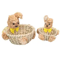 Kit 2 Cestas de Páscoa com Coelhinho - Laço Amarelo