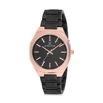 Relógio Analógico Feminino Daniel Klein Premium DK12089-6 - Preto e Rosa Ouro