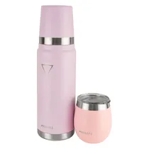 Garrafa Térmica Hydrate Termo Mate e Cuia - 915ML e 267ML - Lilas e Rosa Pastel