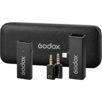 Sistema de Microfone Godox 2TX+1RX Sem Fio Lightning para Câmera - Preto