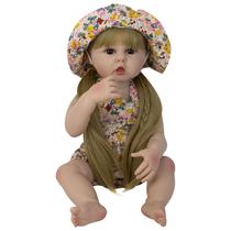 Boneca Baby Reborn V-009 - 55CM - Silicone - Roupa Desenho Flores