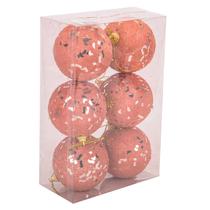 Bolas de Natal Decoracao para Arvore c/6 7CM Rose Golden