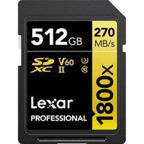 Cartão de Memória SD Lexar Professional 1800X Serie Gold 270-180 MB/s C10 U3 V60 512 GB (LSD1800512G-BNNNG)