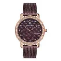 Relógio Analógico Feminino Daniel Klein DK.1.12730-7 Premium Ladies / Pulseira de Malha - Bordô/Rose Gold