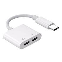 Adaptador Conector USB-C Audio/Carregador Dual Type-C JH-032 - Branco