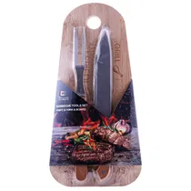 Jogo para Churasco Faca, Garfo e Tábua de Bambu Oval 3PZS