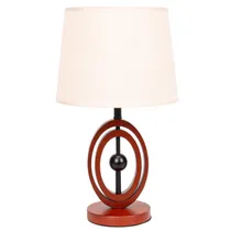 Abajur Decorativo Textura Trançada com Base de Madeira Marron - Claro