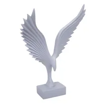 Estátua Decorativa de Pássaro Em Resina 33 CM Cinza