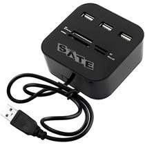 Hub USB Satellite A-HUB07 com 3 Portas USB/ SD/ Microsd/ MS/ M2 - Preto