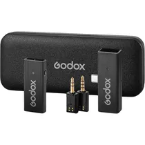 Sistema de Microfone Godox 2TX+1RX Sem Fio USB-C para Câmera - Preto