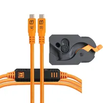 Kit Cabo USB-C para USB-C Tether Tools Tetherpro 10 GBPS + Placa de Bloqueio - Laranja 4.6 Metros (LLPC15G2-Org)