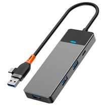 Hub USB 3.0 + USB-C 3.1 Wiwu Linker A431C 4 Portas / 3 USB 3.0 / USB-C Femea - Cinza