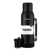 Garrafa Térmica Terrano Premium - 1L - com Alça Móvel - Preto Opaco
