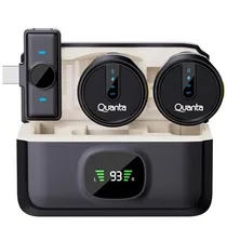 Microfone Sem Fio Quanta QTMDM30 para Smartphone / 2 Microfones / USB-C - Preto