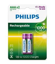 Pilha Philips Recarregavel AAA 1000-Mah - com 2 Unidades (R03B2RTU10/97)