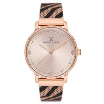 Relogio Analogico Feminino Daniel Klein DK.1.12689-6 Premium Ladies / Pulseira de Malha Metalica - Rose Gold/Preto