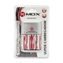 Carregador de Pilha Mox MO-CB792 com 4 Pilhas AA 3600 Mah