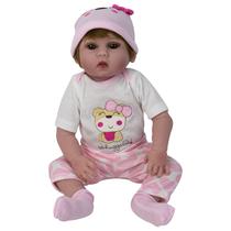 Boneca Baby Reborn V-026 - 48CM - Silicone - Roupa Desenho Coracao