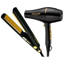 Kit Babyliss Pro BNTBGPP43UZ - Secador de Cabelo e Prancha para Cabelo - 2000W e 54W - 220V e Bivolt - Preto e Dourado