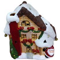 Porcelana Navidena Casa Decorada Con Papa Noel Con Chimenea