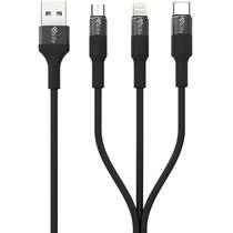 Cabo 4LIFE FLCALMT2M 3 Em 1 Micro USB + USB-C + Lightning - Preto 2 Metros