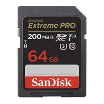Cartao de Memoria SD Sandisk Extreme Pro V30 U3 64GB 4K