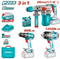 Combo Kit Ferramenta Sem Fio - Total TOSLI250281 20V (X2 Baterias)