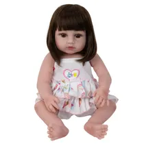Boneca Baby Reborn V-003 - 48CM - Silicone - Vestido Desenho Coração