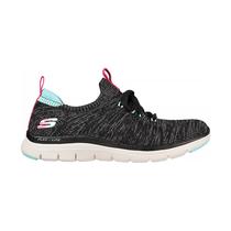 Tenis Skechers Flex Appeal 4.0 Sport Feminino Preto e Azul 149306BKLB