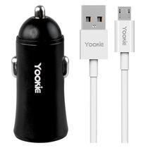 Carregador Veicular Yookie PC1 12W Dual Port USB + Micro USB - Preto