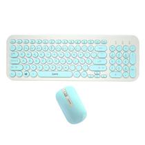 Kit Teclado Quanta QTKM20 Sem Fio/Portugues/Turquesa Branco