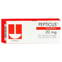 Fapasa Comprimidos Pepticus Pantoprazol 20 MG 28 Comp. Sin Gluten Plastico Rojo