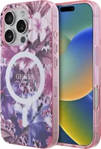 Capa Guess para iPhone 16 Pro GUHMP16LHJFMWLU - Flowers Pink