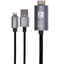Cabo Adaptador Lightning para HDMI e USB Yookie YA13 (P8+) de 3 Metros - Prata/Branco