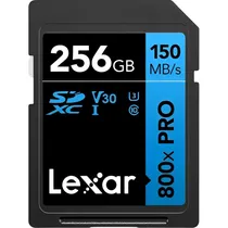 Cartão de Memória SD Lexar 800X Pro Azul de Alto Desempenho 150 MB/s C10 256 GB (LSD0800P256G-BNNNG)