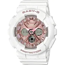 Relógio Casio Baby-G BA-130-7A1DR Feminino Analógico/Digital - Branco/Rosa