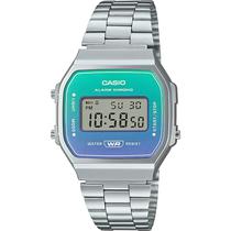 Relogio Casio A168WER-2ADF Unisex - Prata/Azul