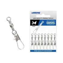 Girador Con Snap Marine Brass Barrel Swivel Nickel Nº1/0 50KG 15 Piezas