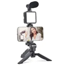 Baston de Selfie AY-49 Luz LED Bluetooth Negro