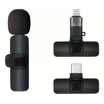 Microfone K8 Wireless USB-C e Lightning Preto