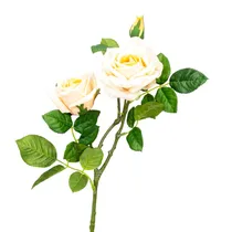 Galho de Rosas Artificiais - Cor Creme