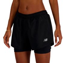 Short New Balance Feminino Sport Essentials 2-IN-1 XS Preto  WS41225BK