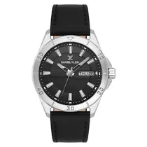 Relogio Analógico Masculino Daniel Klein DK.1.13975-2 Premium Gents / Pulseira de Couro - Preto/Prata