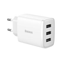 Carregador de Parede Baseus Compact Charger 17W / 3 USB-A / (CCCP17UE) 100-240V ~ 50/60HZ - Branco