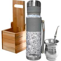 Kit Garrafa Termica Contigo - Slate 1L + Cuia + Bomba + Mateiro