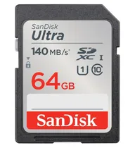 Cartão de Memória SD Sandisk Ultra 64GB 140MBS C10 - SDSDUNB-064G-GN6IN