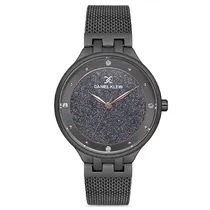 Relógio Analógico Feminino Daniel Klein DK.1.12683-3 Premium Ladies / Pulseira de Aço Inoxidável - Preto Glitter
