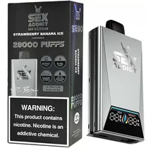 Vaper Descartável Sex Addict BY Dan Bilzerian S280 Silver 5% Nicotina 28000 Puffs - Strawberry Banana Ice
