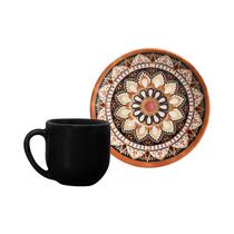 Set de Ceramica Porto Brasil Coup Damasco 571095 Taza de Cafe 112ML + Plato 12 CM